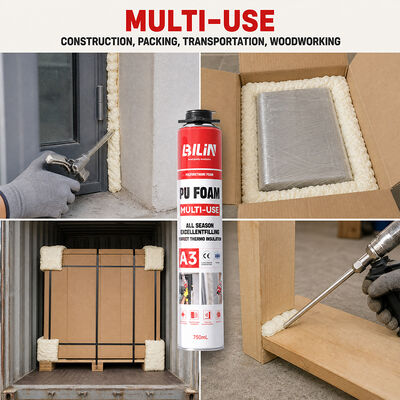 Qualidade Espuma em spray de poliuretano 300ml 500ml 750ml Espuma expansível de um componente para trabalhos de vedação de edifícios fábrica